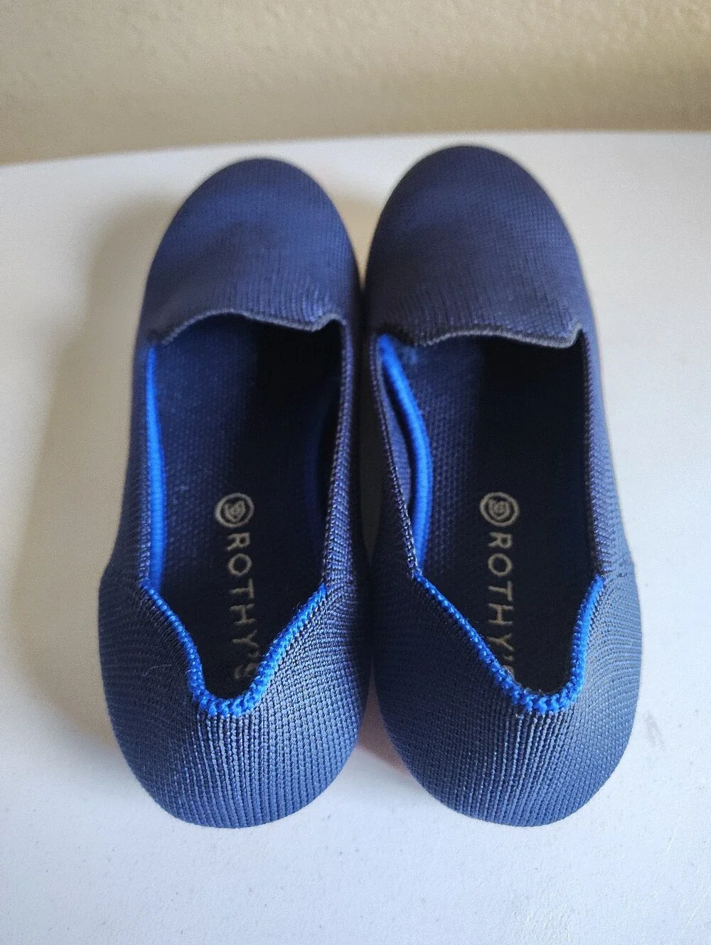 Rothy's Girls The Loafer Navy Blue Knit Slip On Flat Shoes Size Kids 2 School